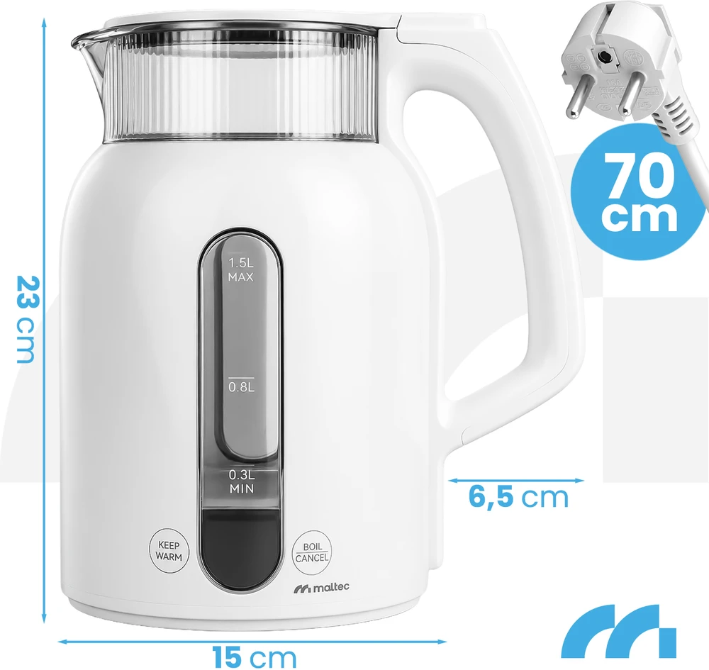 Gruzdintuvė MalTec Elektrinis virdulys Boily3000-WH