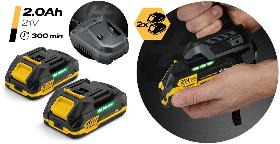 Grandininis pjūklas Humberg 21V HM-432 akumuliatorinis smūginis gręžtuvas