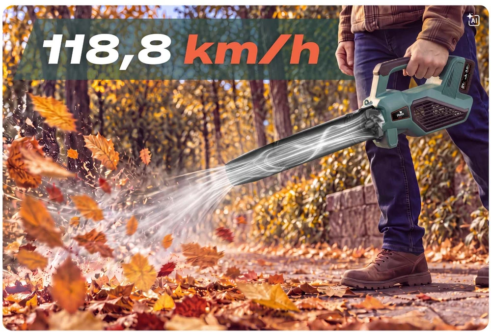 Humberg Dmuchawa akumuliatorinė do liści trawy śniegu 21 V 300 W 2xAKU 3,0 Ah Plonos PL-640