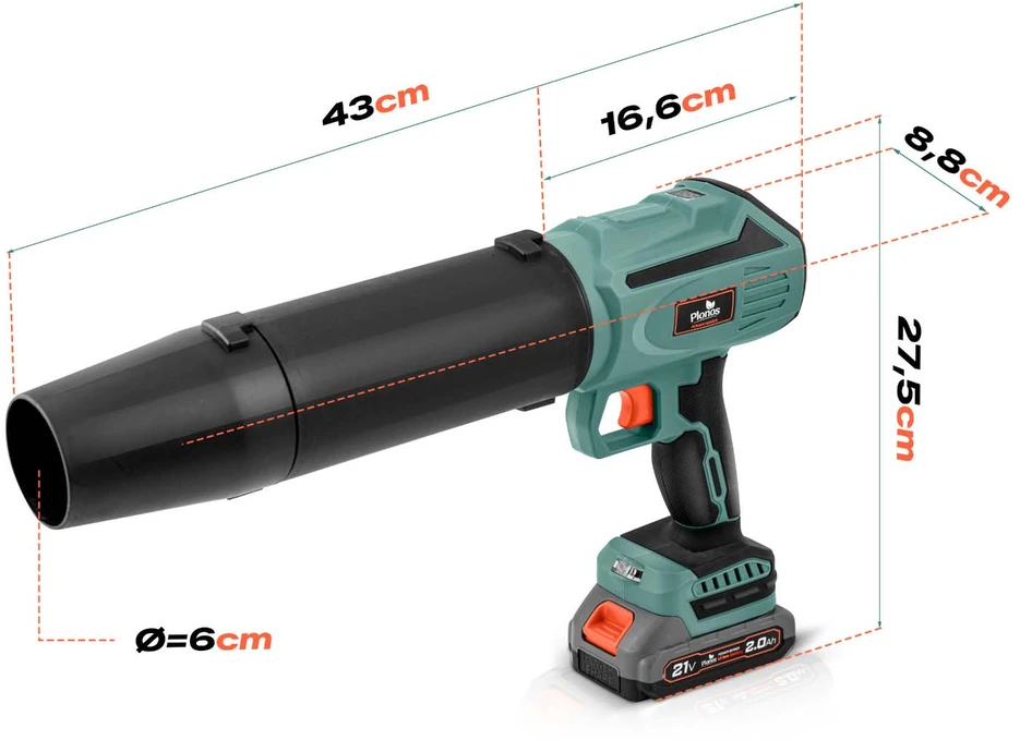 Humberg Dmuchawa akumuliatorinė do liści trawy śniegu 21 V 300 W 2xAKU 2 Ah Plonos PL-641