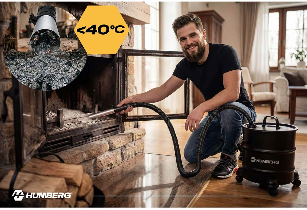 Humberg Dulkių siurblys do popiołu kominka pieca grilla kominkowy 1000W HM-405