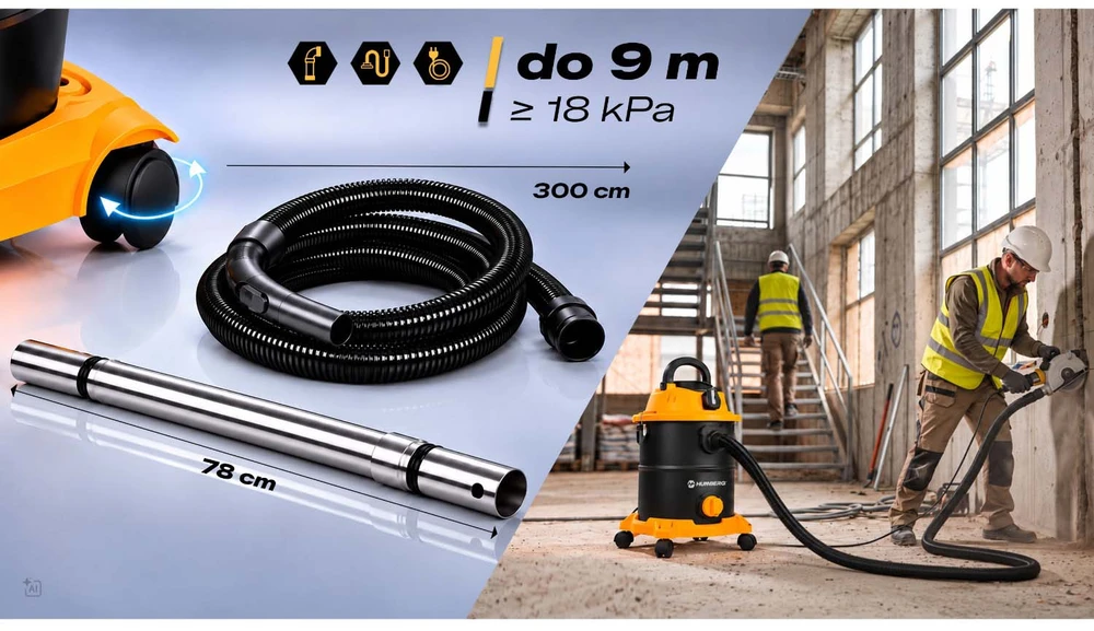 Humberg Dulkių siurblys pramoninis 20 l 3600 W universalus na mokro i sucho HM-407