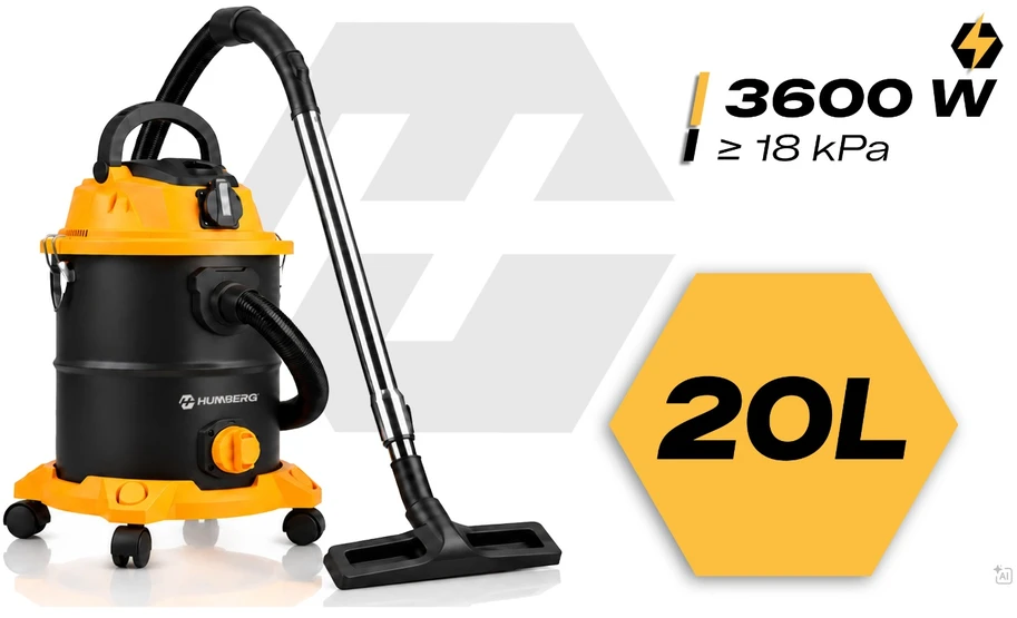 Humberg Dulkių siurblys pramoninis 20 l 3600 W universalus na mokro i sucho HM-407