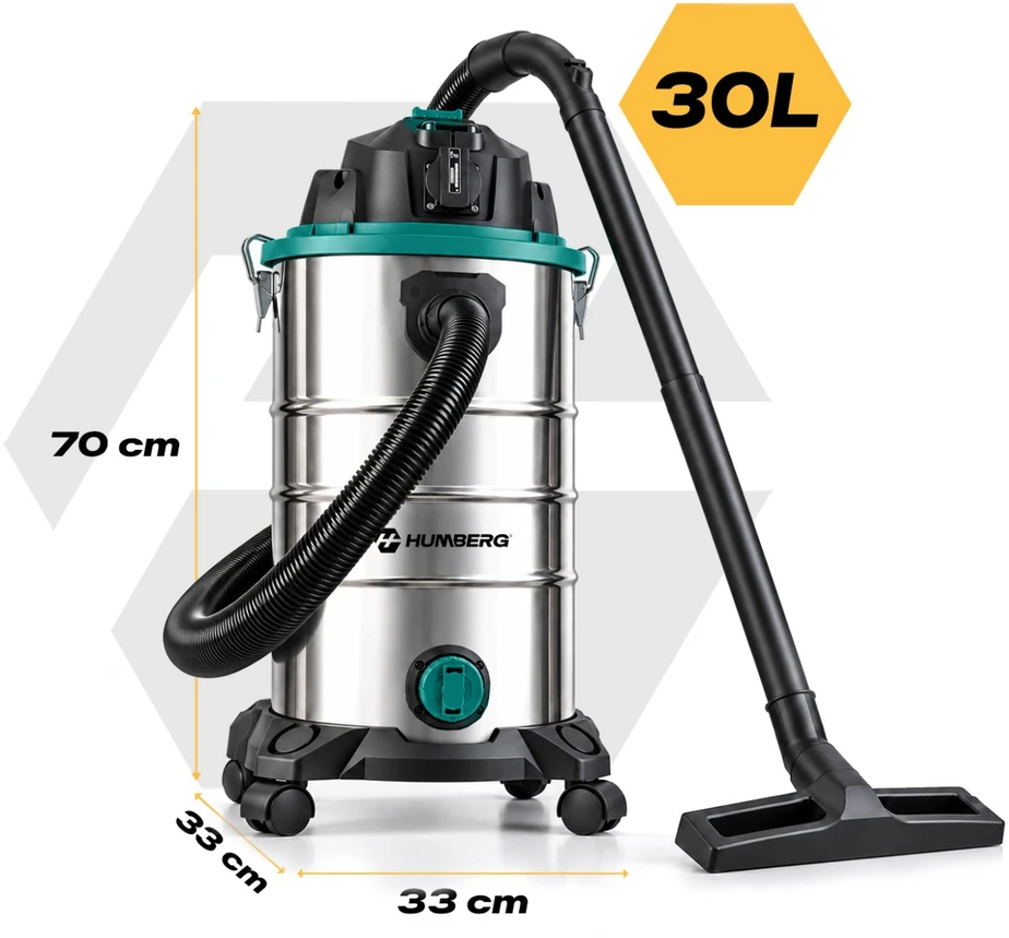 Humberg Dulkių siurblys pramoninis 30 l 3600 W be maišelio na mokro i sucho HM-409