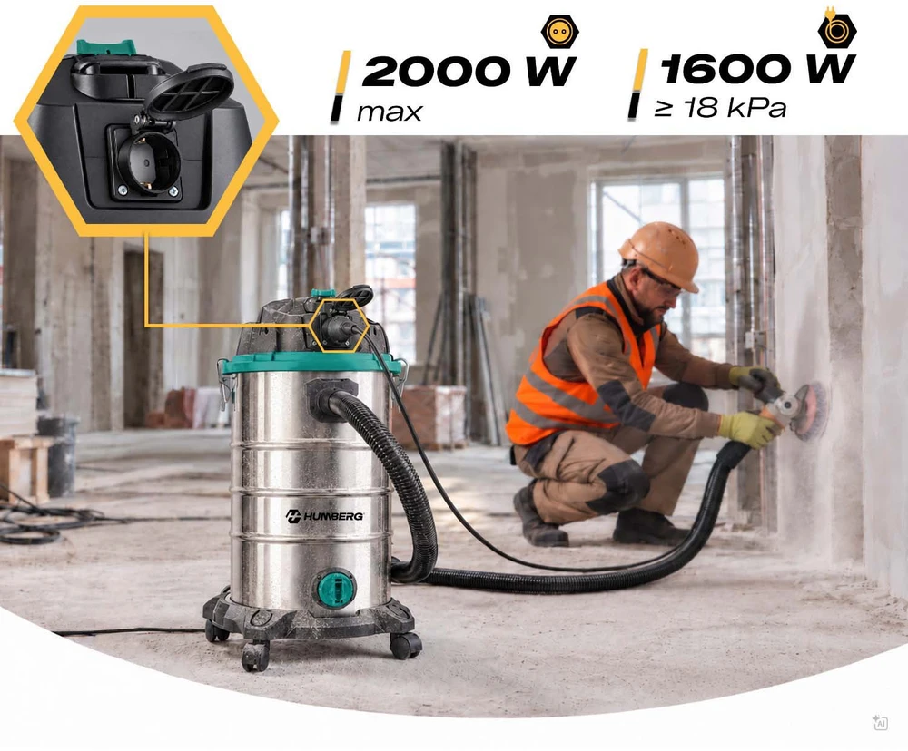 Humberg Dulkių siurblys pramoninis 30 l 3600 W be maišelio na mokro i sucho HM-409
