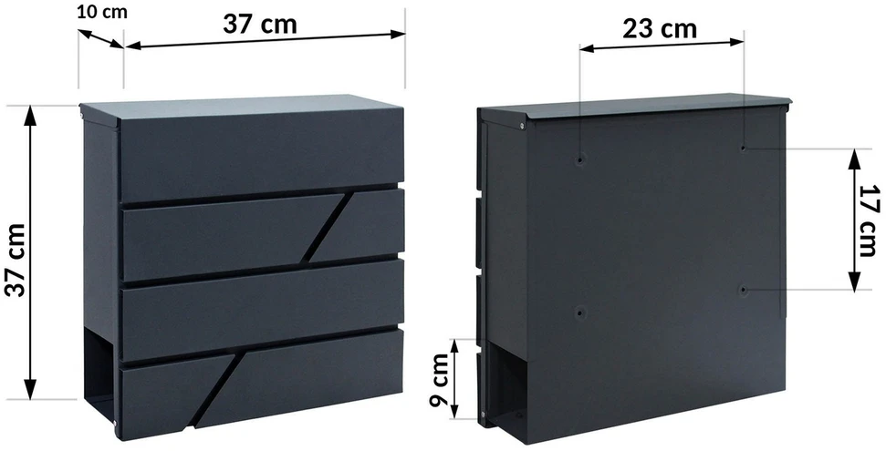 Humberg Global Pašto dėžutė 37x37x10cm antracito spalvos 4991