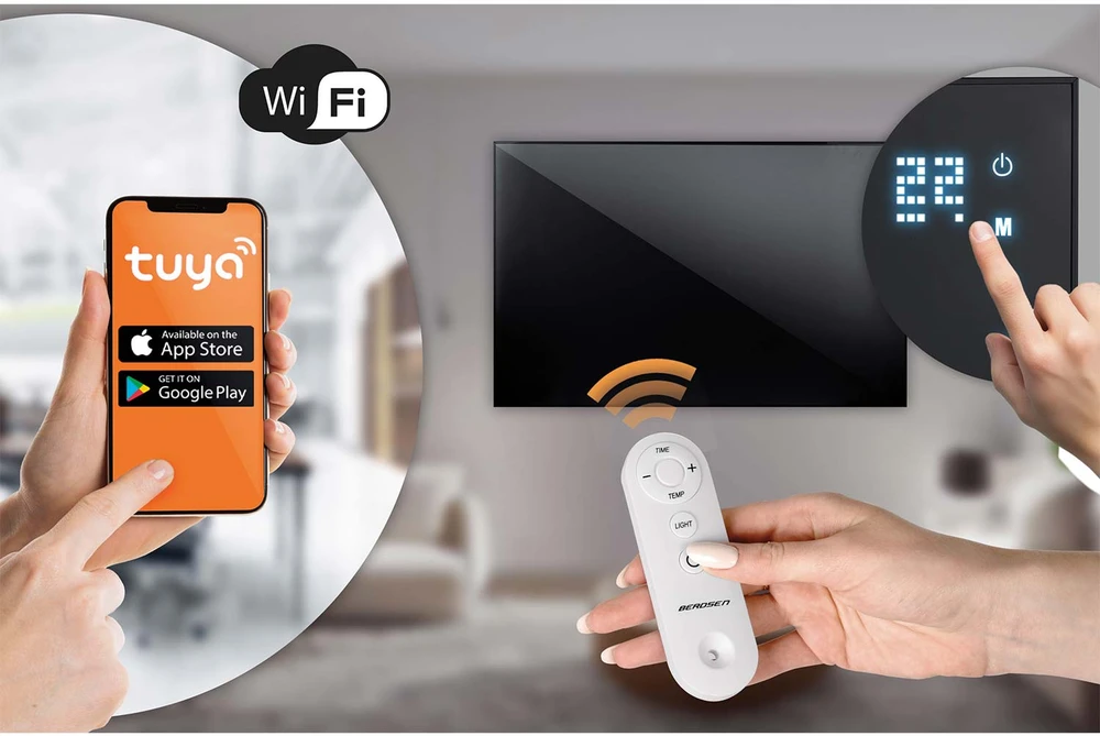 Infraraudonųjų spindulių šildytuvas, 800 W, Berdsen BD-987, nuotolinio valdymo pultas su WiFi programėle