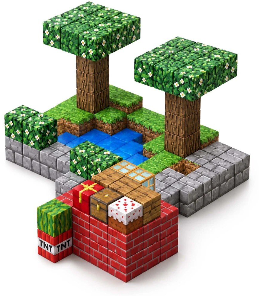 Magnetinės konstrukcinės kaladėlės 108 vnt. kubeliai 2x2 cm Ricokids RK-785