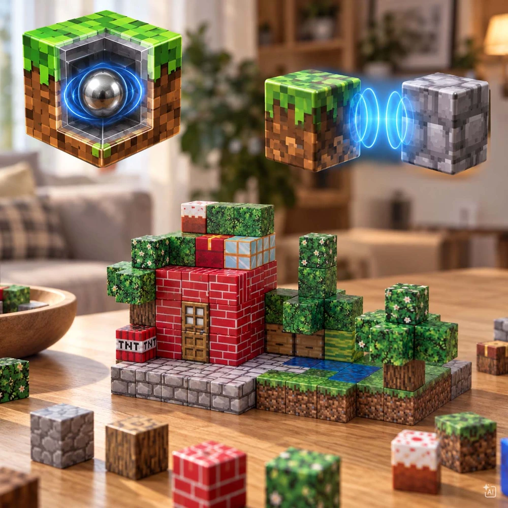 Magnetinės konstrukcinės kaladėlės 108 vnt. kubeliai 2x2 cm Ricokids RK-785