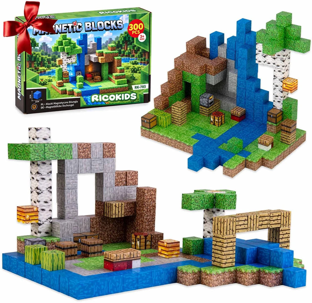 Klocki magnetyczne 300 vnt kostki 2x2 cm klocki konstrukcyjne Ricokids RK-785