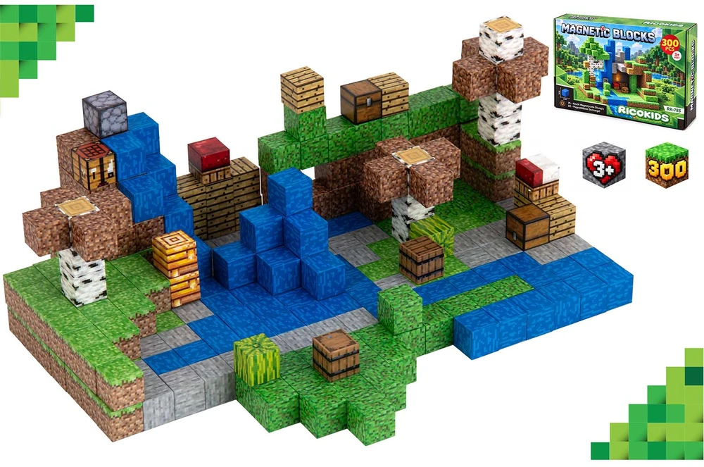 Klocki magnetyczne 300 vnt kostki 2x2 cm klocki konstrukcyjne Ricokids RK-785