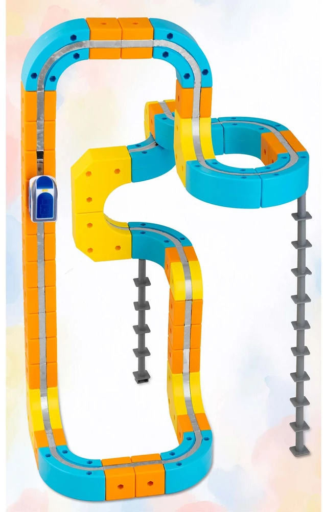 Magnetinis traukinukas su elektriniais bėgiais, konstrukcinės kaladėlės 157 vnt. Ricokids RK-784