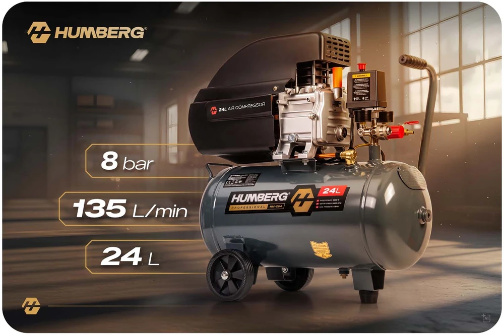 kompresorius sprężarka powietrzna olejowa 24l 10 bar Humberg HM-264