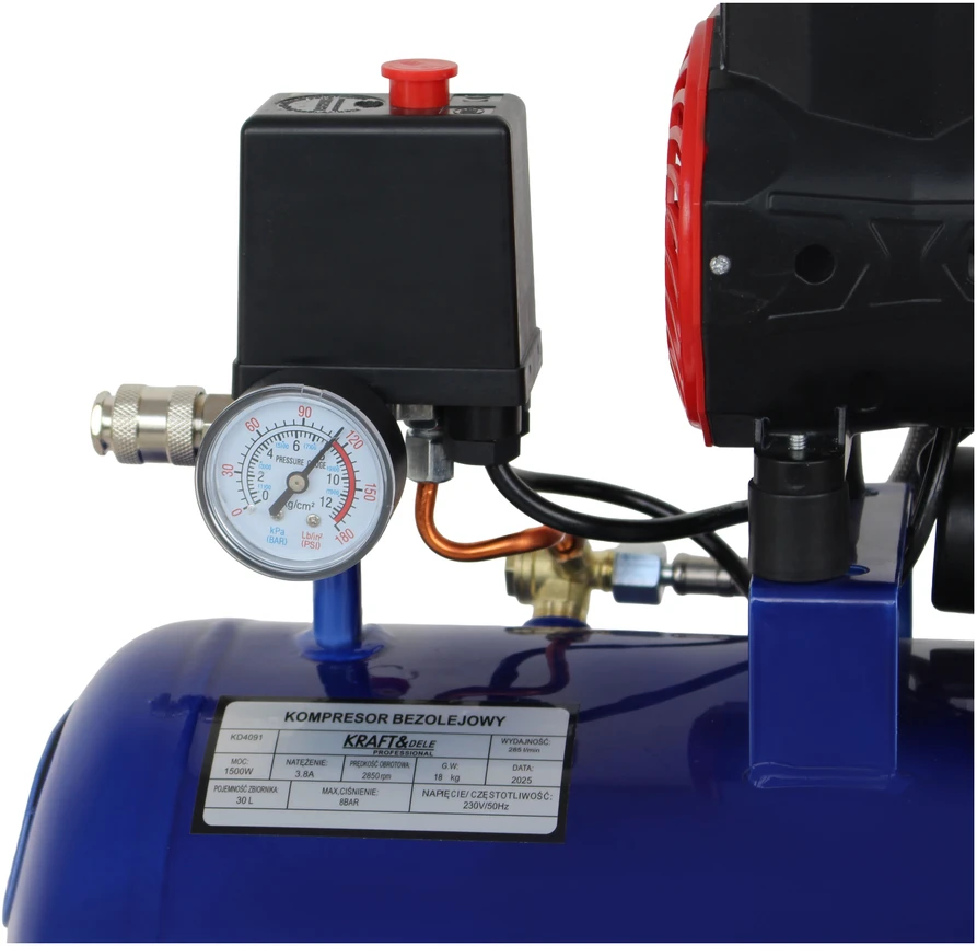Kraftdele KOMPRESOR BEZOLEJOWY Mėlynas 30L 230V 1500W KD4091