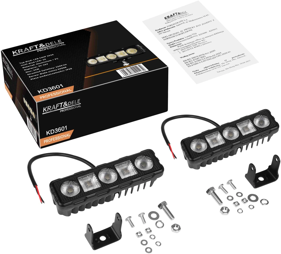 Kraftdele LED halogeninė lempa 25W 2500lm Prožektorius 2 vnt. KD3601