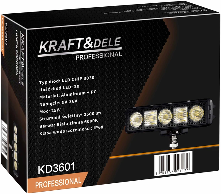 Kraftdele LED halogeninė lempa 25W 2500lm Prožektorius 2 vnt. KD3601