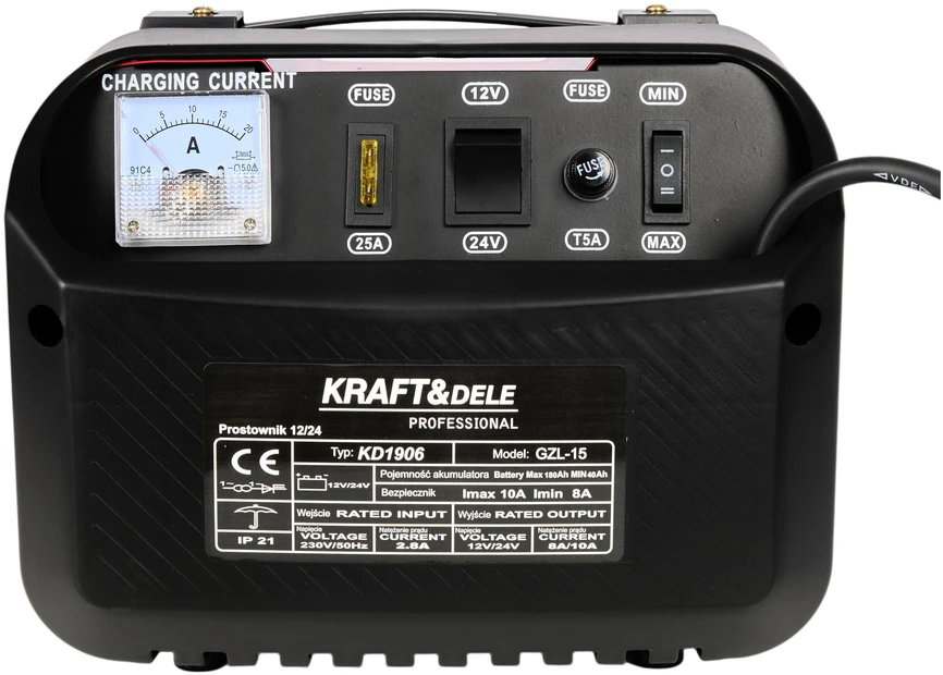 Kraftdele Automobilinis lygintuvas 12/24V 15A 150Ah KD1906