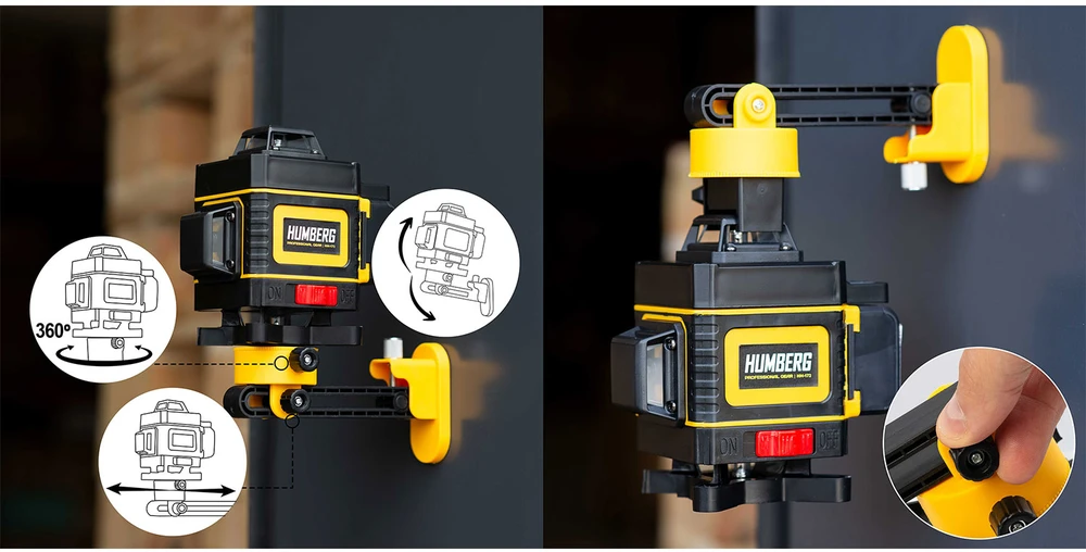 Kryžminis linijinis lazeris dėkle + trikojis „Humberg HM-172“