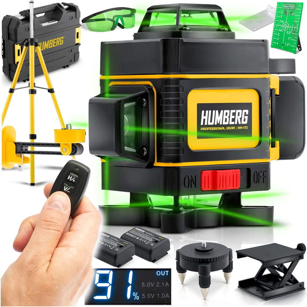 Kryžminis linijinis lazeris dėkle + trikojis „Humberg HM-172“