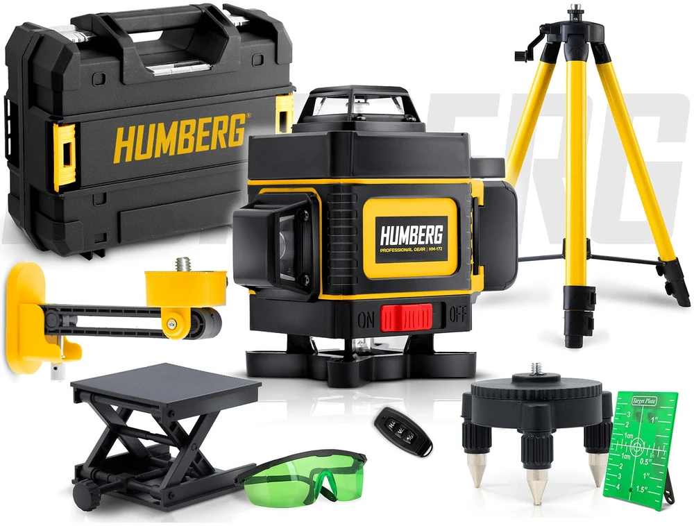 Kryžminis linijinis lazeris dėkle + trikojis „Humberg HM-172“