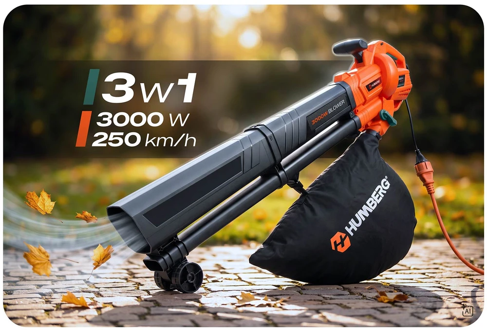 Lapų pūstuvas odkurzacz sodo 3000 W rozdrabniacz Humberg HM-617