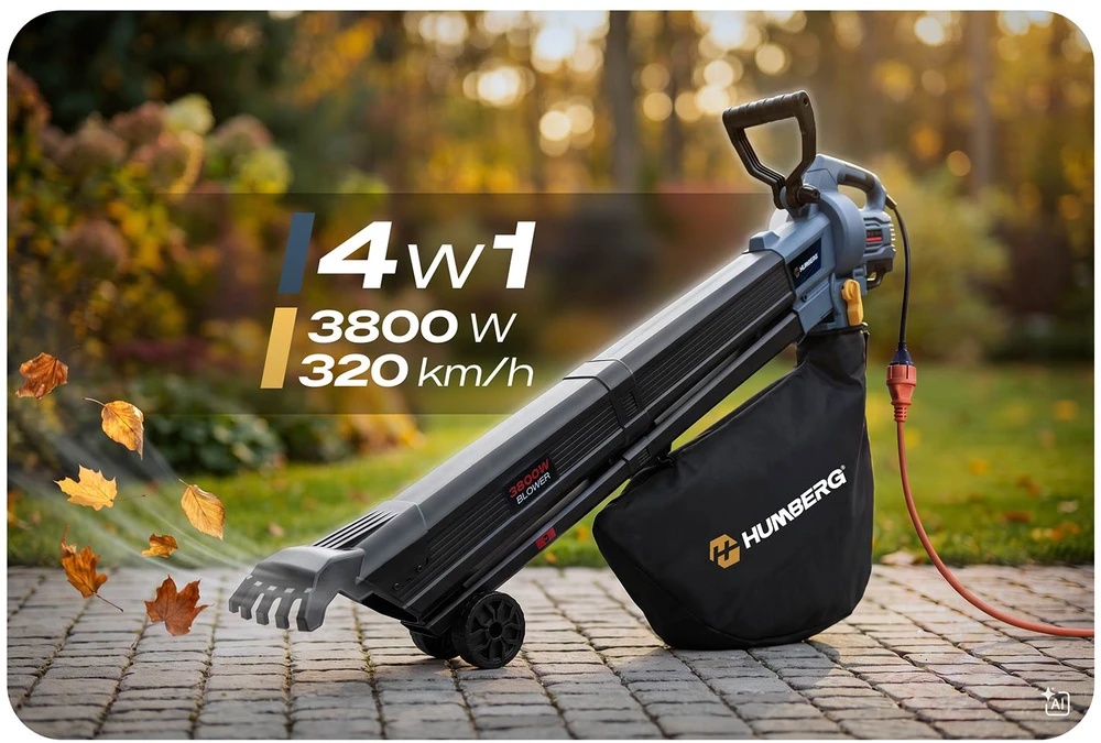 Lapų pūstuvas odkurzacz sodo 3800 W rozdrabniacz Humberg HM-618
