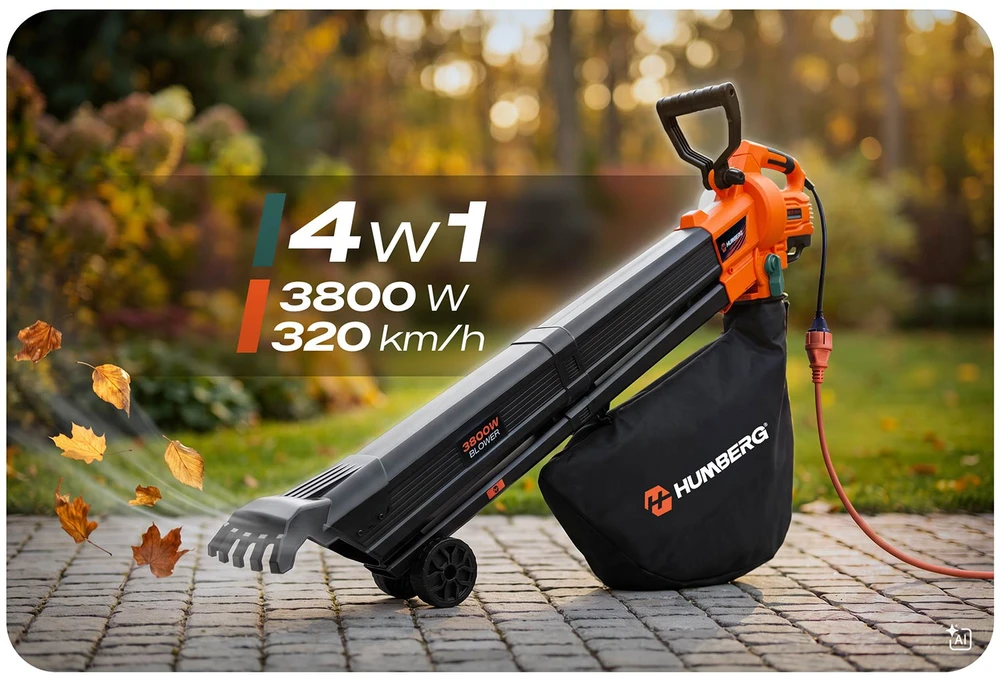 Lapų pūstuvas odkurzacz sodo 3800 W rozdrabniacz Humberg HM-618