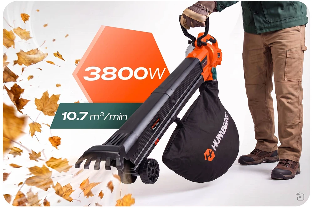 Lapų pūstuvas odkurzacz sodo 3800 W rozdrabniacz Humberg HM-618