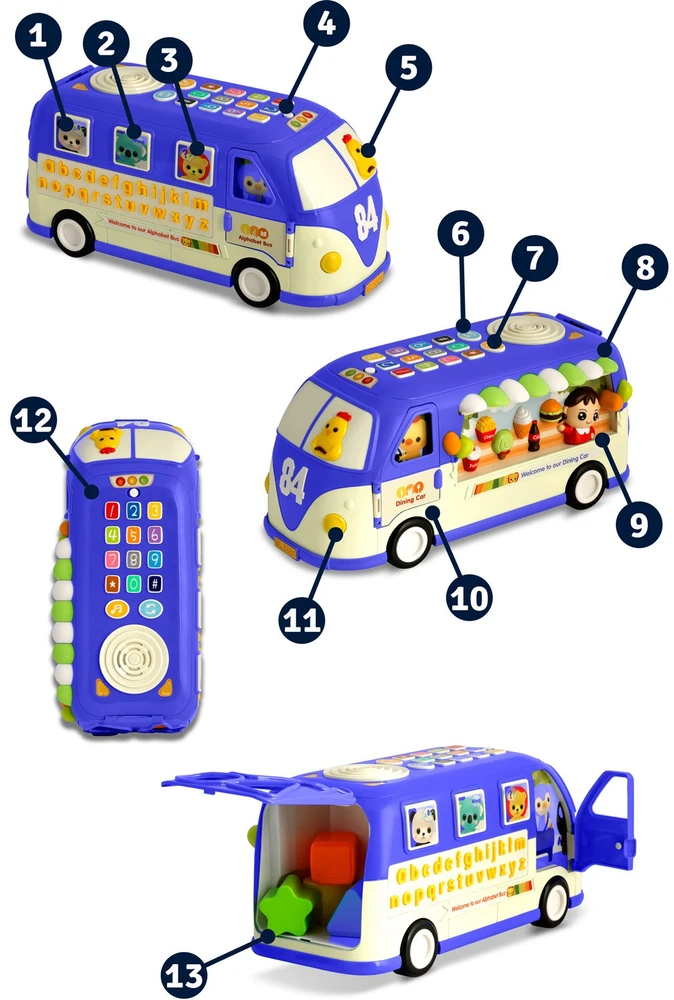 Edukacinis žaislas RK-741 Ricokids autobusas mėlynas