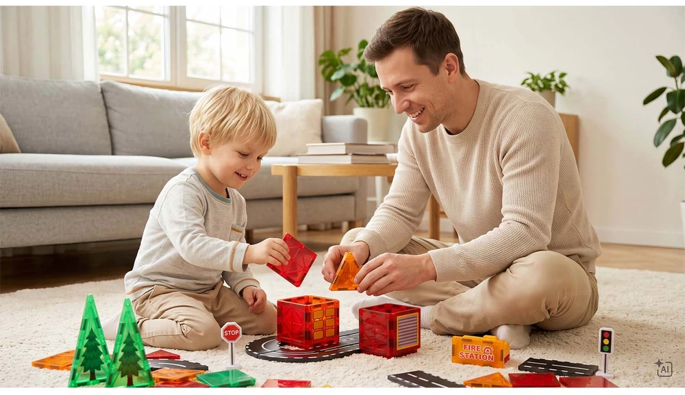 Magnetinės konstrukcinės kaladėlės savaeigė gaisrinė mašina Ricokids RK-783