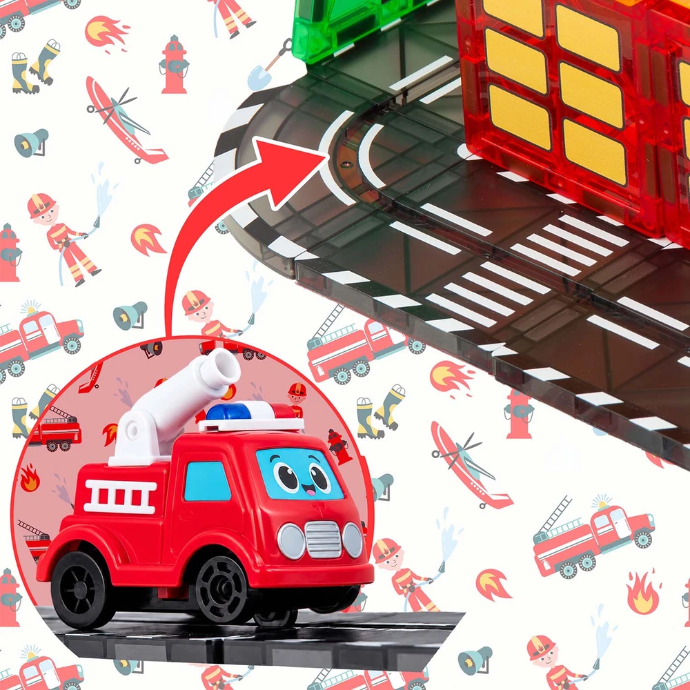 Magnetinės konstrukcinės kaladėlės savaeigė gaisrinė mašina Ricokids RK-783