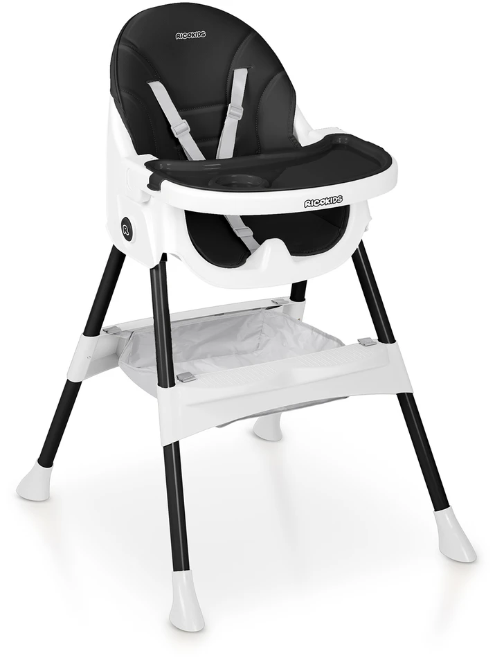Ricokids Mani maitinimo kėdutė reguliuojama 3in 1, juoda