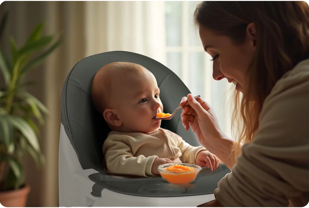 Ricokids Mani maitinimo kėdutė reguliuojama 3in 1, pilka