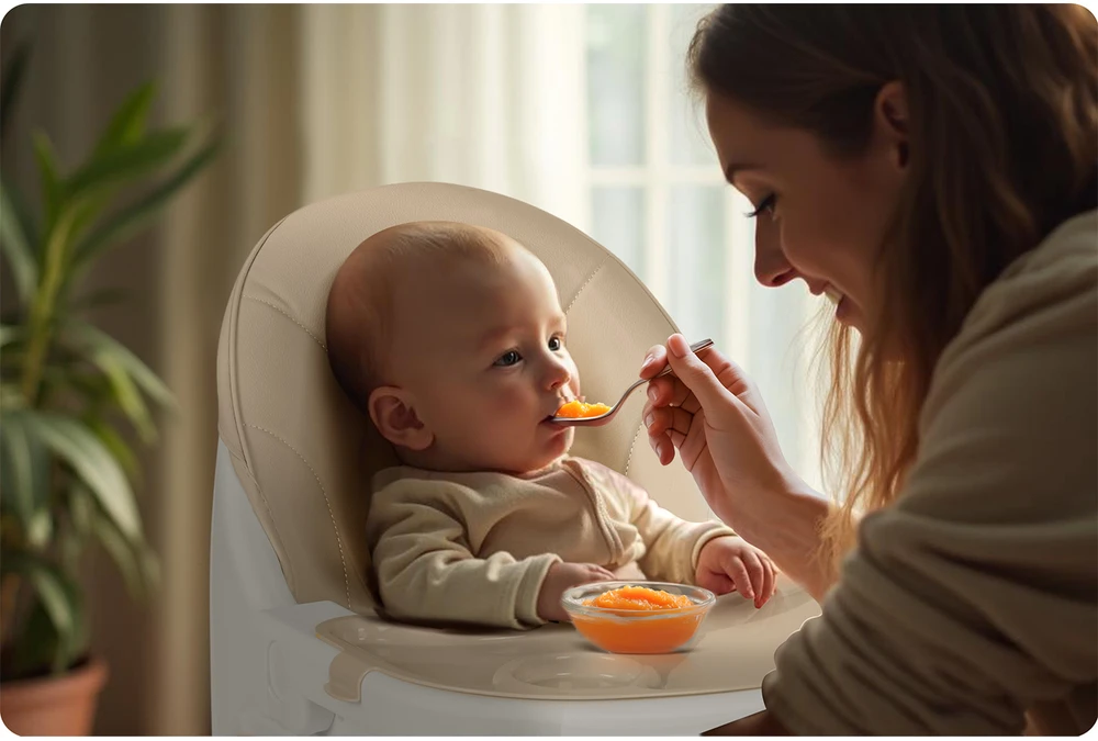 Ricokids Mani smėlio spalvos maitinimo kėdutė