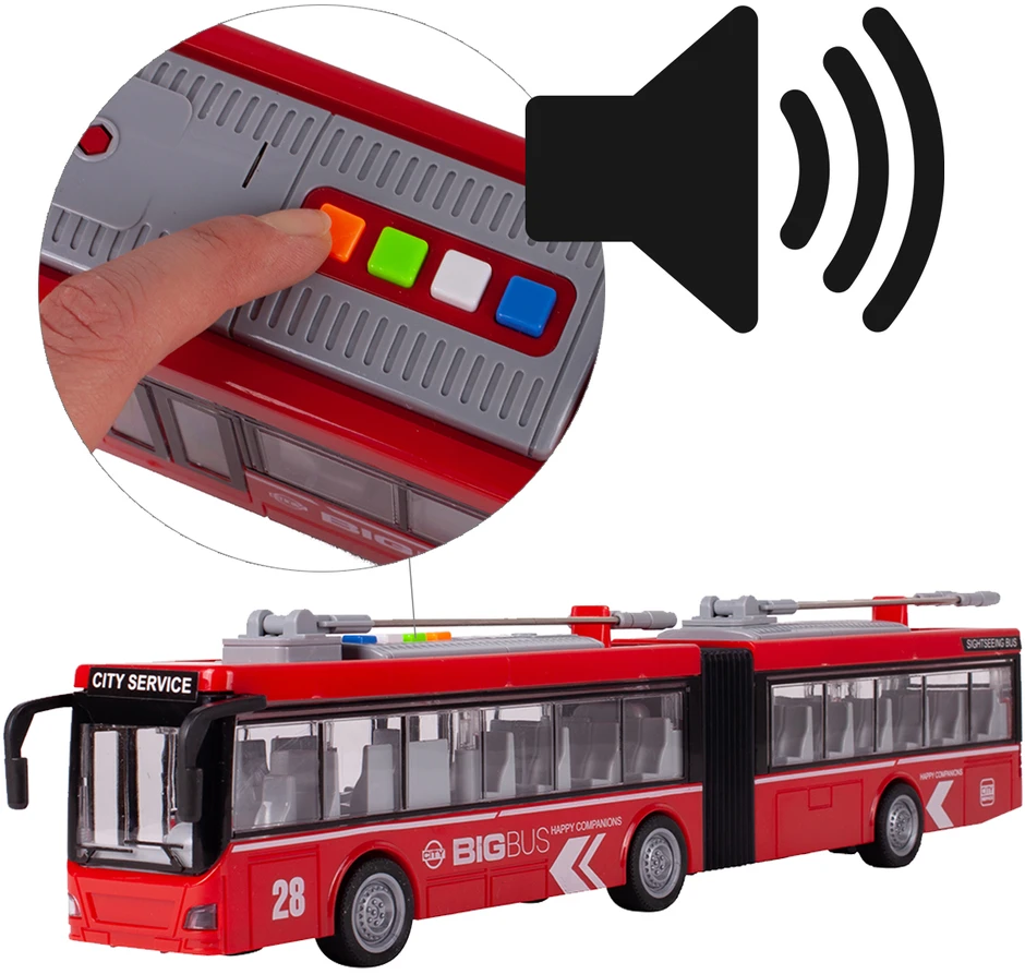 Malplay Šarnyrinis autobusas troleibusas su šviesa ir garsu
