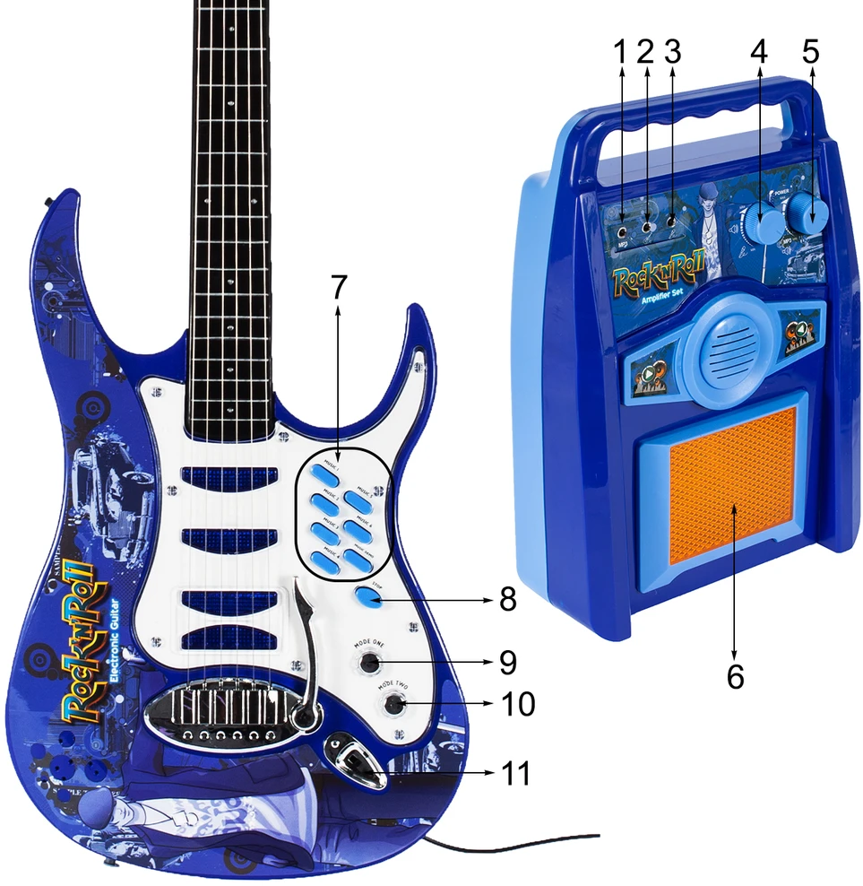Malplay Vaikiška gitara su stiprintuvu ir mikrofonu