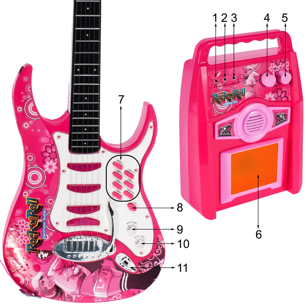 Malplay Vaikiška gitara su stiprintuvu ir mikrofonu