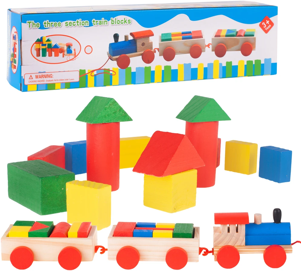 Malplay Žaislas Medinis traukinys su kaladėlėm