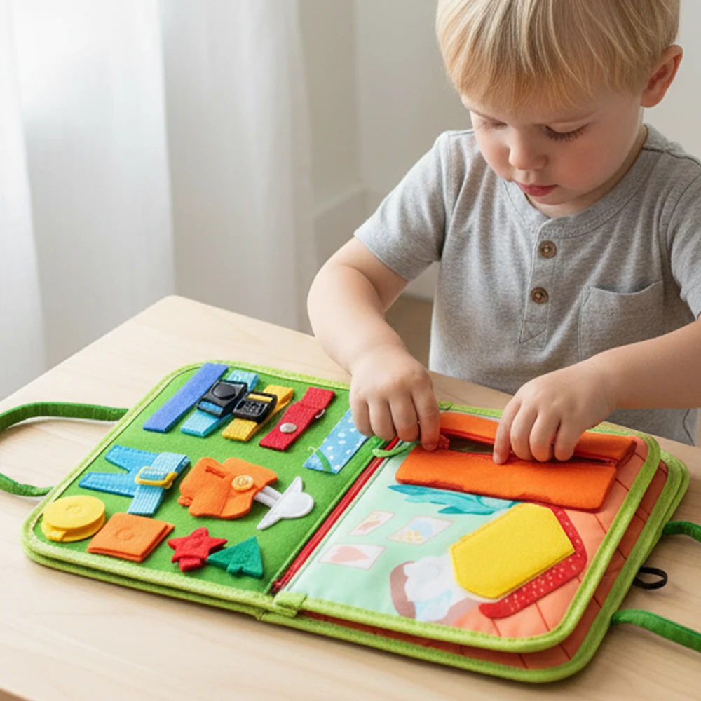 Malplay Montessori manipuliacinė lavinamoji veiklos knyga - lagaminas
