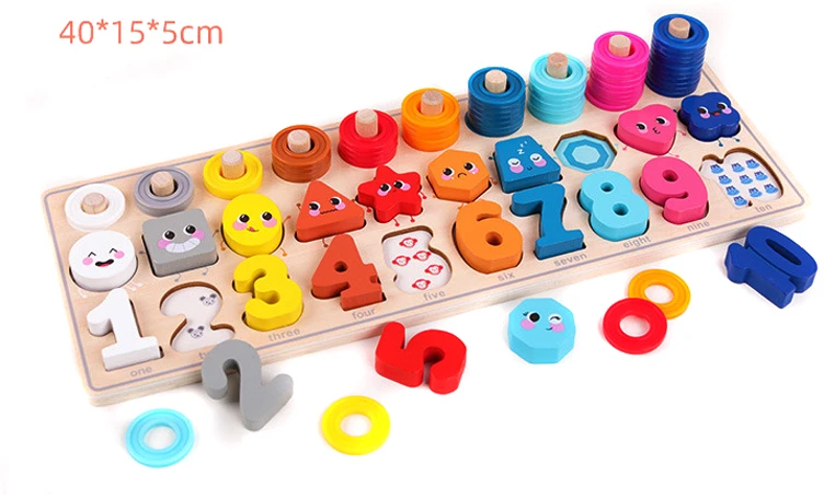 Malplay Lavinamoji Montessori medinė dėlionė, mokanti skaičiuoti 4in1