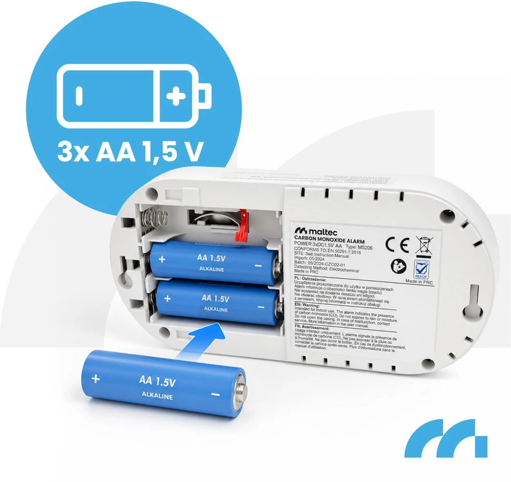 Maltec Anglies monoksido/dūmų jutiklis SafeSensor4100 AA