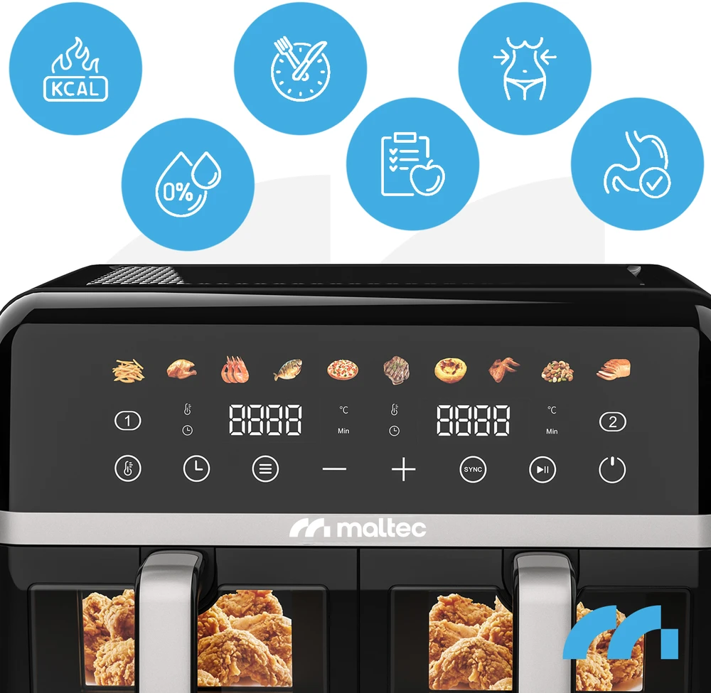 Gruzdintuvė MalTec Riebalų keptuvė be aliejaus AirFryer 2800W-10L