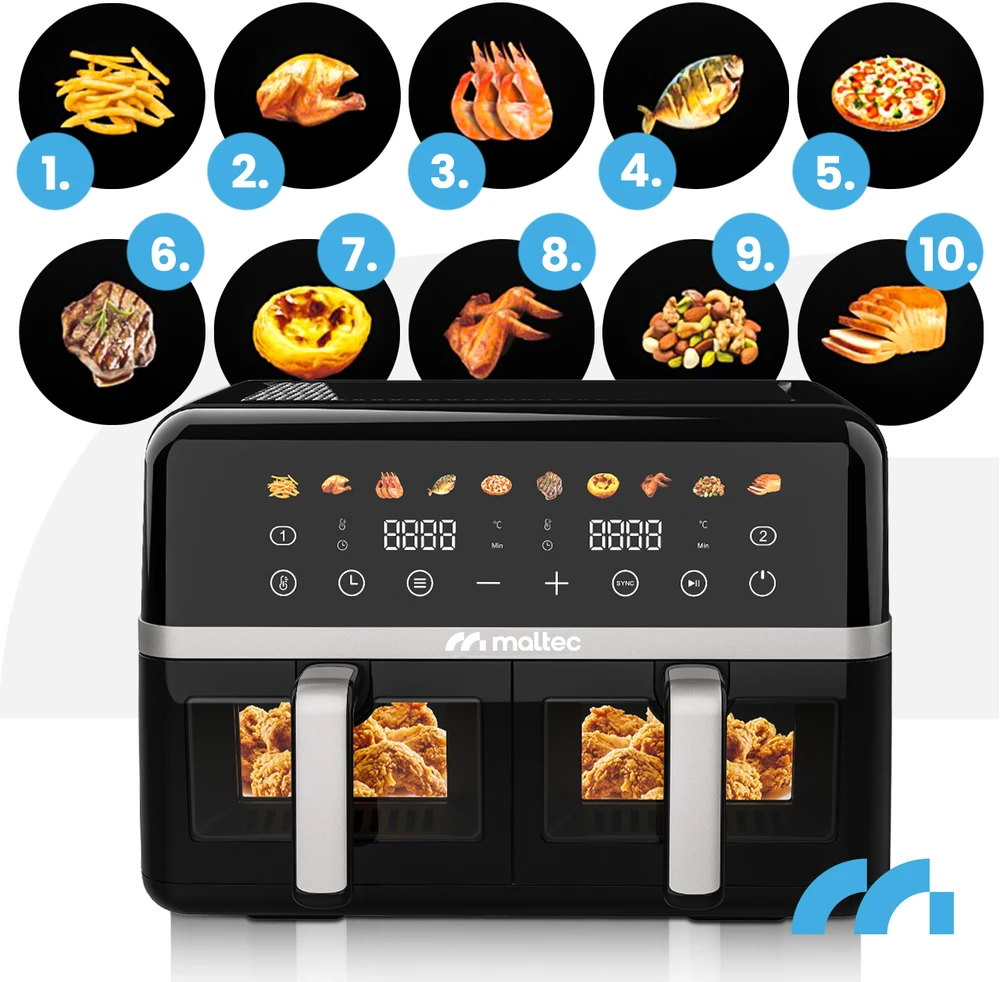 Gruzdintuvė MalTec Riebalų keptuvė be aliejaus AirFryer 2800W-10L