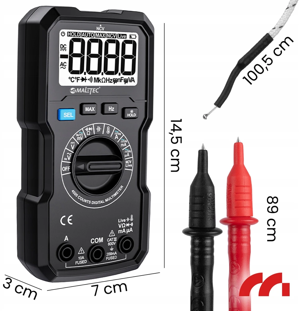 MalTec srovės matuoklis MasterMultimeter + laidai