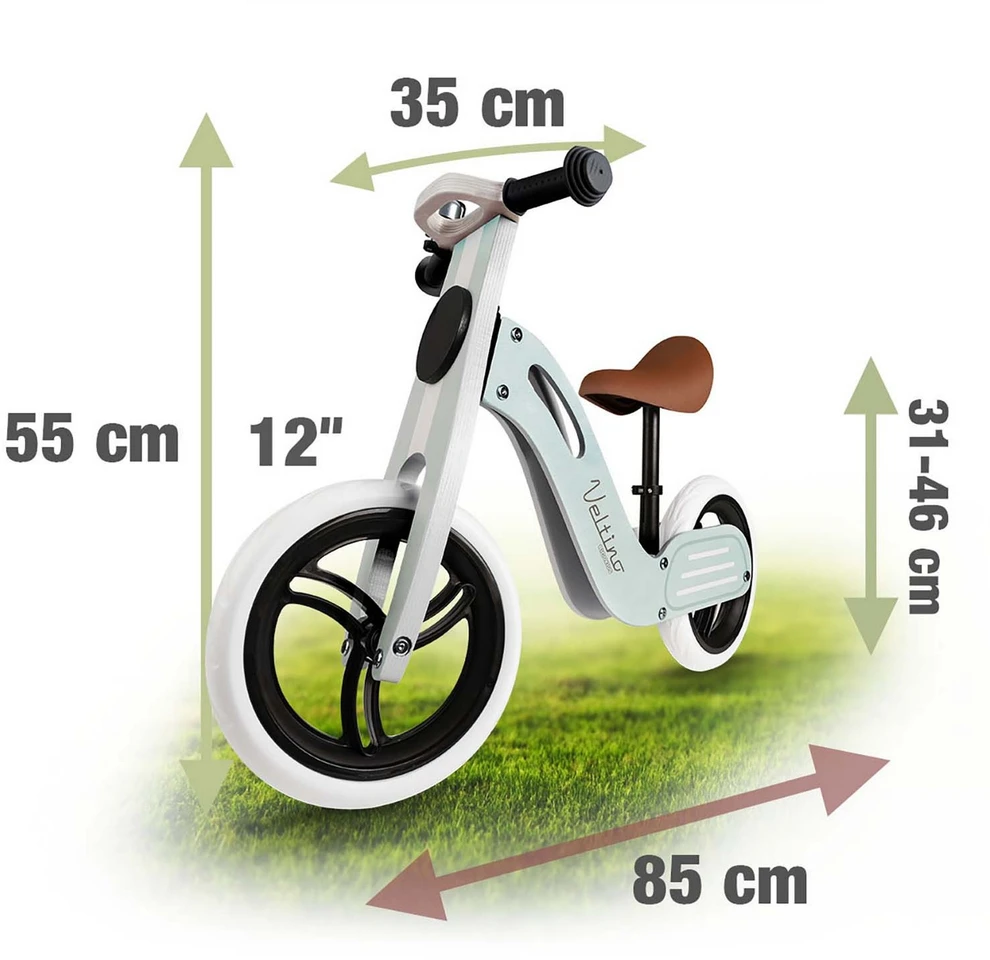 Ricokids RC-618 mėlynas medinis balansinis dviratukas