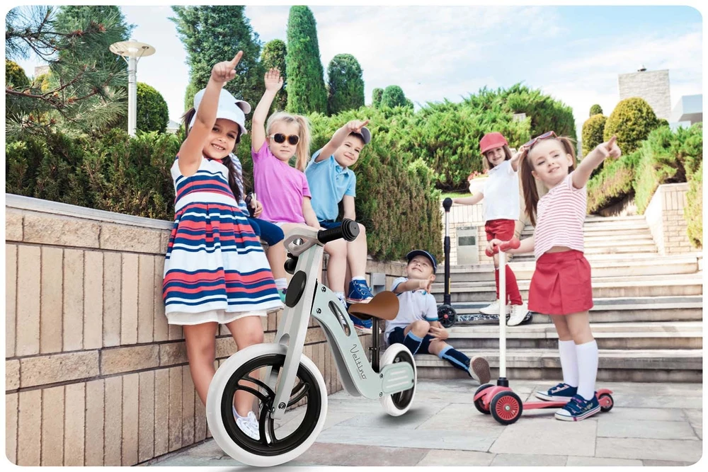 Ricokids RC-618 mėlynas medinis balansinis dviratukas