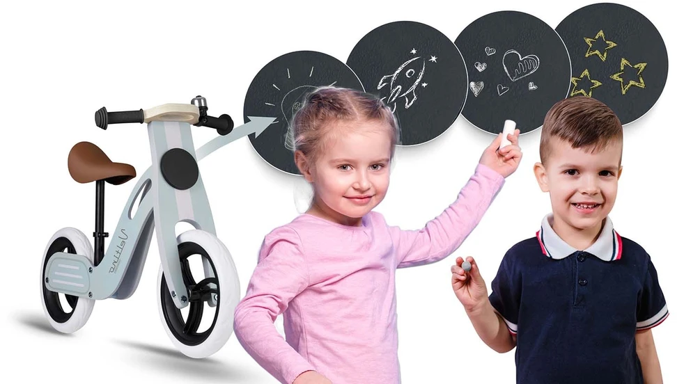 Ricokids RC-618 mėlynas medinis balansinis dviratukas