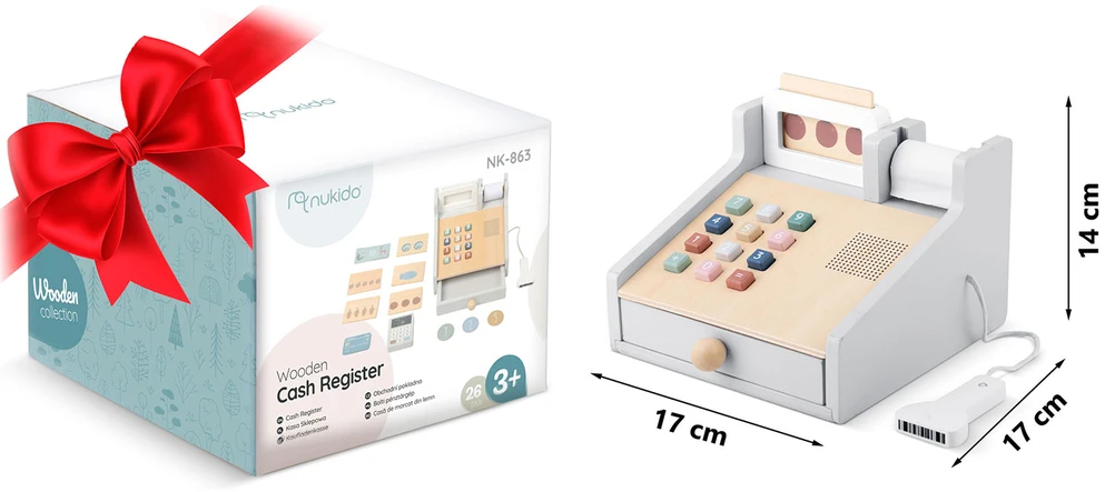 Medinis žaislinis kasos aparatas NK-863 Nukido