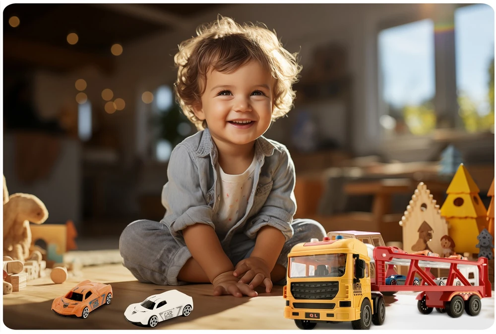 Edukacinis žaislinis sunkvežimis + 5 automobiliai RK-760 Ricokids