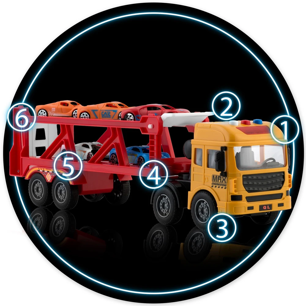 Edukacinis žaislinis sunkvežimis + 5 automobiliai RK-760 Ricokids